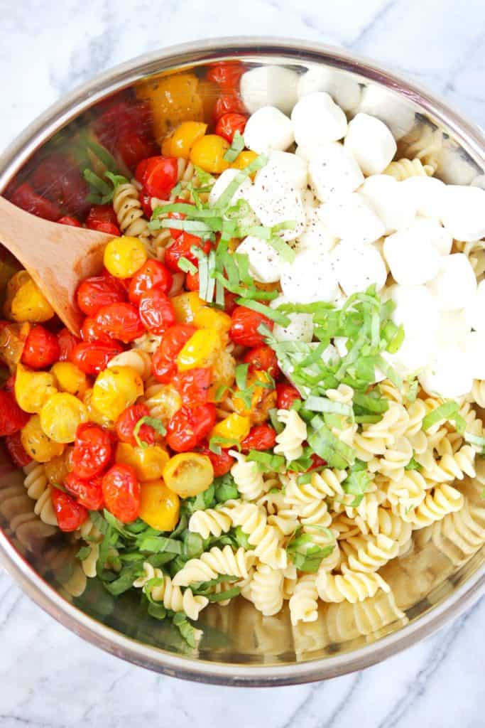 Caprese Pasta Salad with Roasted Cherry Tomatoes | Clean Eats & Treats